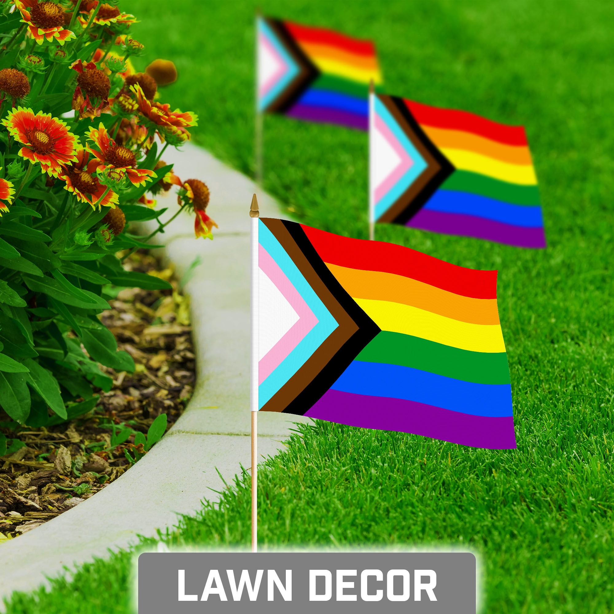 G128 Small Flag on Sticks, 8x12 In, Mini LGBT Handheld 150D Polyesters Sports, 250th Anniversary, 12 Pack