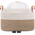 thumbnail image 1 of Goodpick Cesta grande para mantas, cesta tejida para almacenamiento, cesta rectangular para ropa sucia, para lavandería, sala de estar, guardería, dormitorio, cesta de almacenamiento de cuerda para ma, 1 of 5
