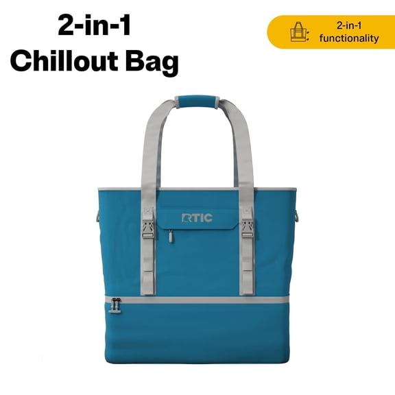 RTIC 2-in-1 Chillout Bag, Hybrid Cooler Bag with Cooler Compartment, Storm