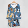 thumbnail image 4 of Animal Dog Cute Paw Print Long Sleeve Dresses For Women Vintage Elegant Party Dress Oversized V-neck Dress S-8XL, 4 of 7