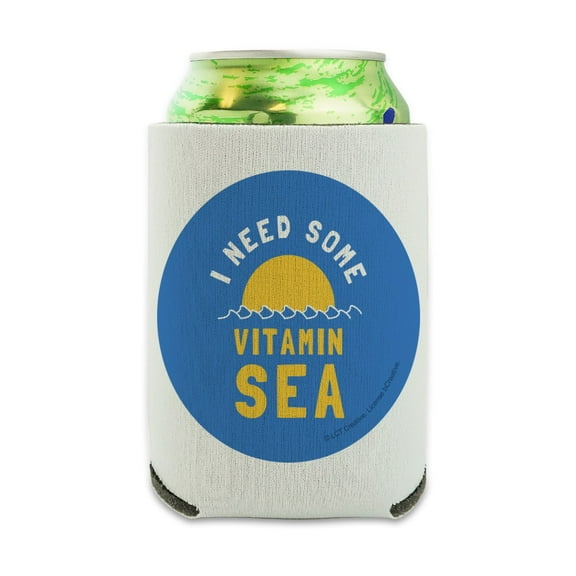 I Need Some Vitamin Sea Beach Funny Humor Can Cooler - Drink Sleeve Hugger Collapsible Insulator - Beverage Insulated Holder