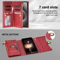 thumbnail image 2 of Phone Case for Samsung S22,Wallet Case Women 【RFID Blocking】 Crossbody Strap PU Leather Zipper with Wrist Lanyard Magnetic Flip Cover Credit Card Holder for Samsung Galaxy S22, Red, 2 of 9