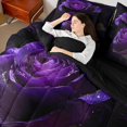 thumbnail image 4 of Castle Fairy Boys Girls Floral Purple Rose Twin Bedding Sets 7-Piece,Romantic Flowers Bedding Comforter Set Microfiber,Chic Flowers Blossoms Breathable Sheet Sets,Luxury Bedroom Decor,Reversible, 4 of 8