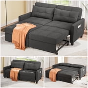 3 in 1 Convertible Sofa Bed, 58 Sectional Sleeper Sofa with Adjustment Backrest & Side Pocket, Pull out Couch for Living Room, Bedroom, Apartment, Dark Gray