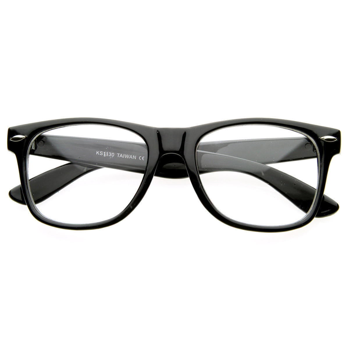Black Checker horned rim Clear Lens Sun-Glasses Nerd Emo 