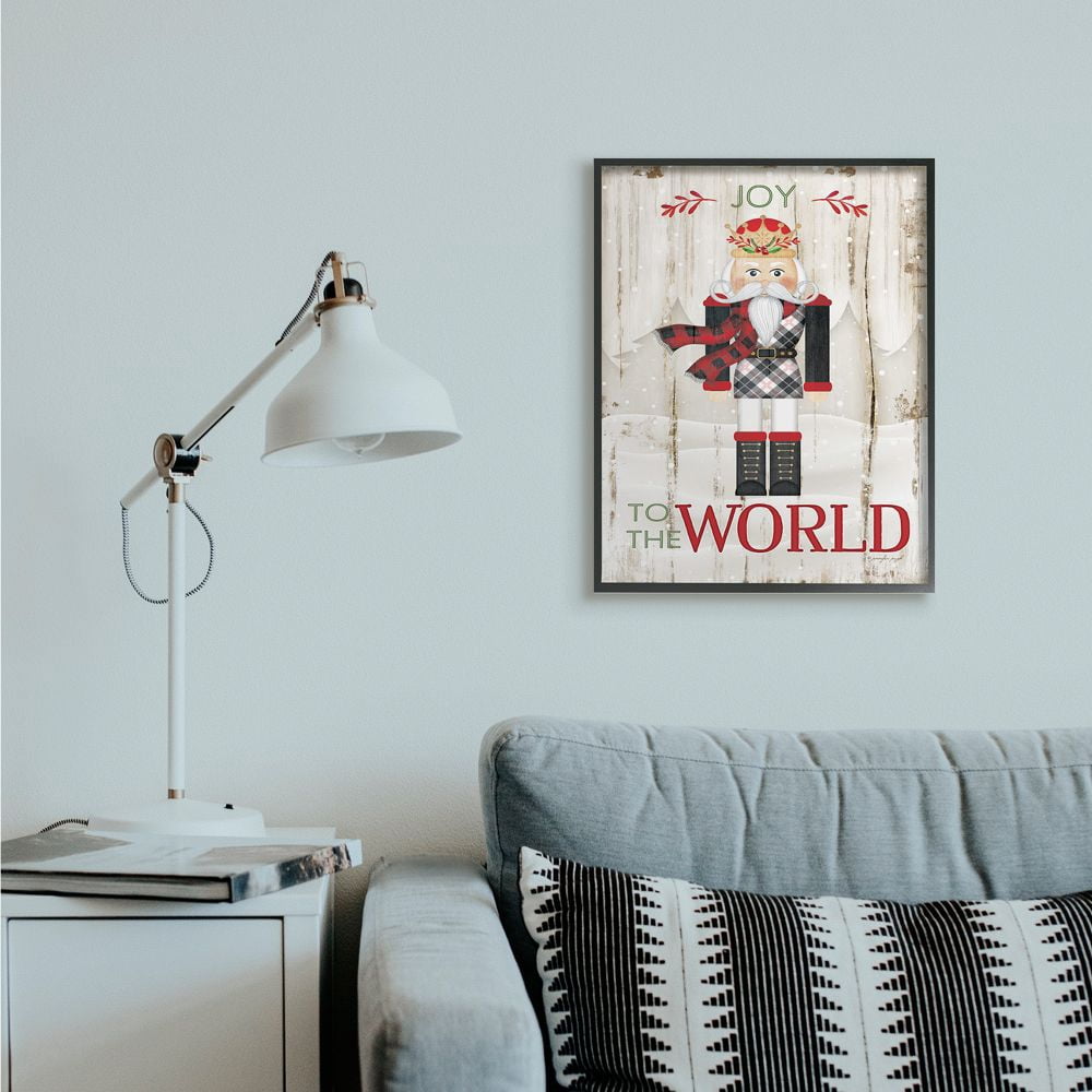 Stupell Indtries Joy to the World Quote with Christmas Nutcracker Designed by Jennifer Pugh