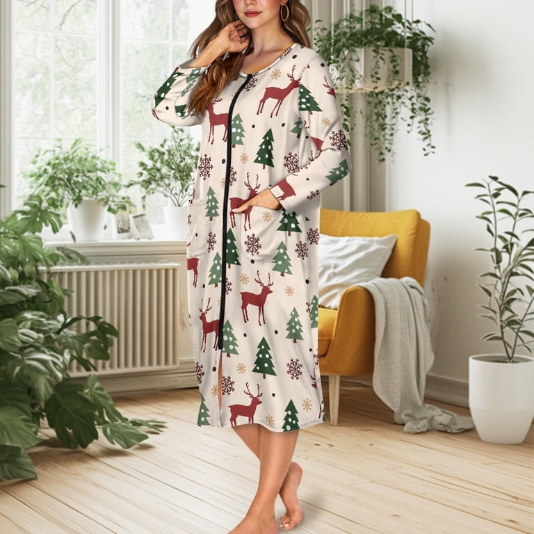 chinese dress ladies Koitniecer Ladies Fluffy Hooded Dressing Gown Long Sleeve Christmas Robe  Cute Reindeer Ear Bath Robe with Pockets (Red, S) : Amazon.co.uk: Fashion