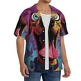 thumbnail image 2 of Balery Cartoon Big-Eyed Dog Camisa Casual de Manga Corta con Botones para Hombre, Texturizada, Estilo Cubano, para Playa, Verano-Small, 2 of 5