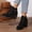 Black, variant on Women's Chunky Ankle Boots Faux Suede Combat Lace-Up Ankle-High Winter