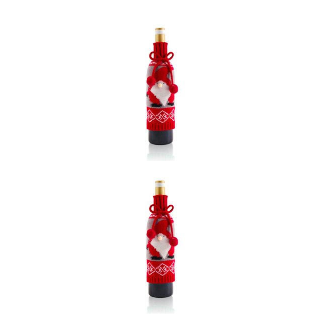 sweethay 2 uds., funda para botella, bolsa para botella con lazo para fiesta de Navidad, decoración de de punto, Protector de vino, fundas para mayor 2piezas sweethay CBP160229