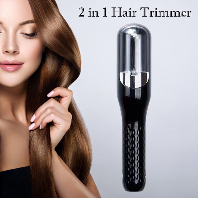 Recortadora De Extremo De Rizador De Pelo Rodillo para rizar el cabello con cortadora de cabello eléctrica para reparar el cabello dañado (negro)