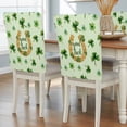 thumbnail image 2 of Saint Patrick's Day Chair Covers Set of 4 Watercolor Shamrock Gold Horse Hoodrail Chair Back Covers Stretch Removable Washable Slipcovers Protector for Dining Room Kitchen Party Decor, 2 of 9