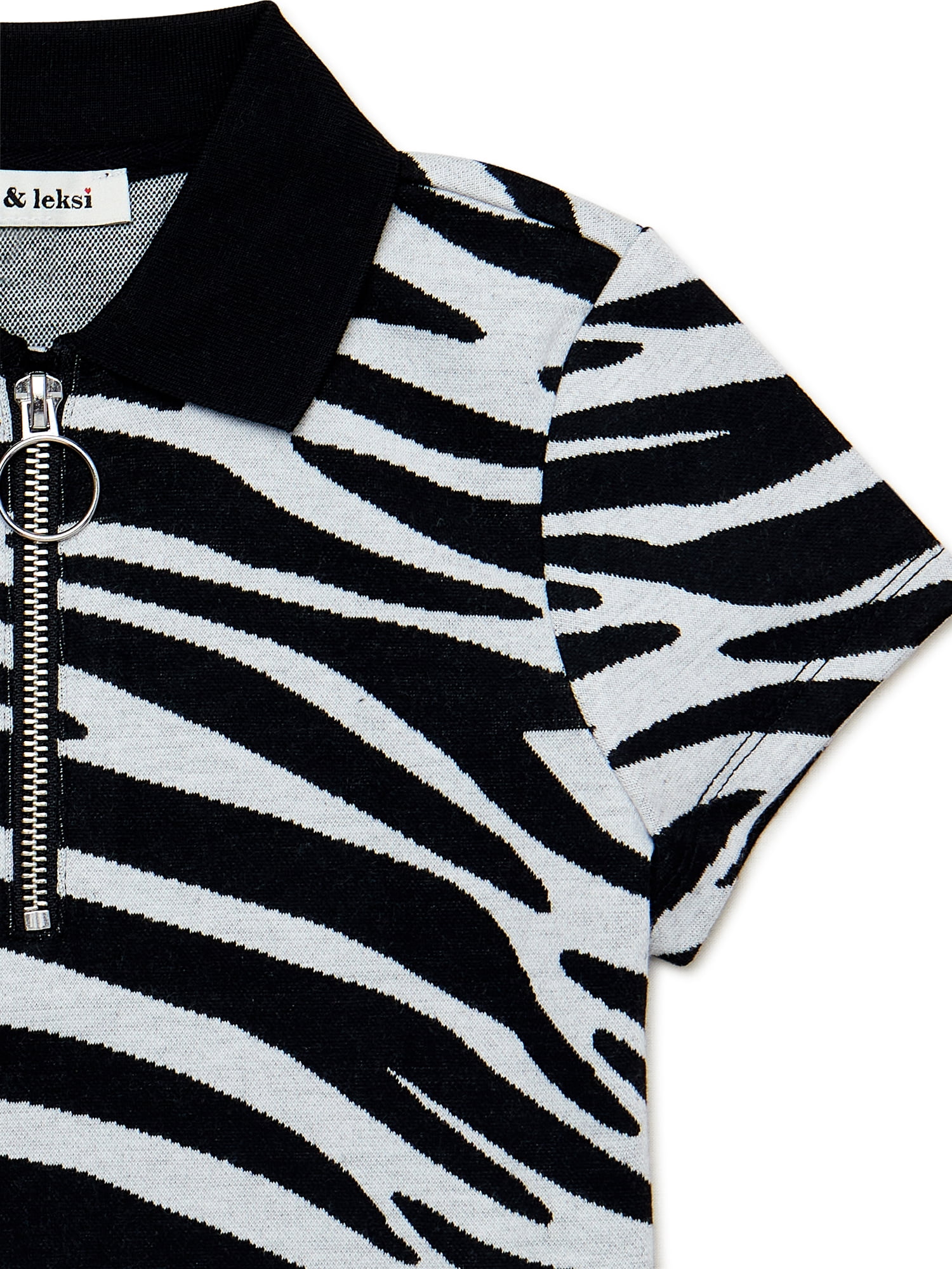 Nik and Leksi Girls Half Zip Jacquard Polo, Sizes 4-16