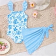 thumbnail image 5 of ibiyuan Girls Tankini Swimsuits 2 Piece Cover Up Slit Skirt Bathing Suit Soft Allover Printed Tankini Set Modest Ruched Cutout Bikini Bottoms Swimwear for Girls, 5 of 6
