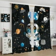 thumbnail image 4 of Cartoon Astronaut Blackout Curtains, Fun Cute Hand Painted Astronaut Star Planet Art Aesthetics Print Rod Pocket Window Treatments Drapes for Kidsroom Nursery Boys Bedroom 42" W X 54" L, 4 of 8