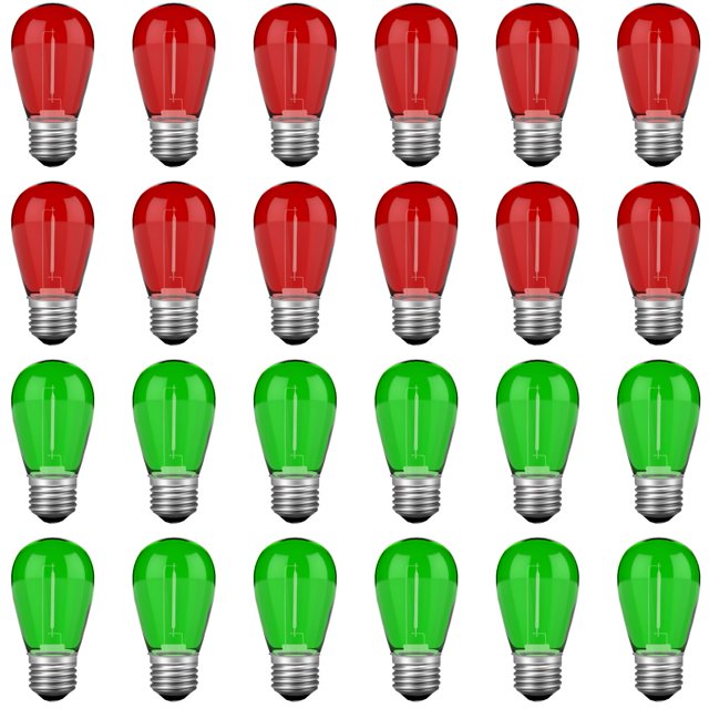 Bombillas navideñas VISTERLITE S14, rojo y verde, 1 W, 24 unidades