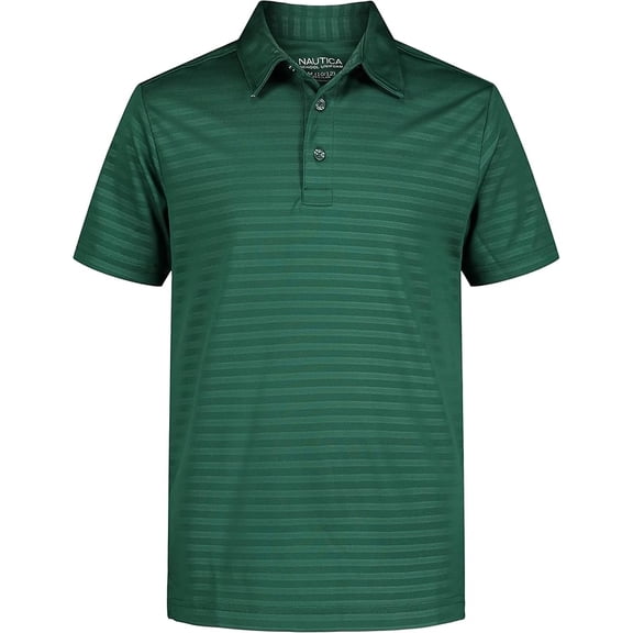 Nautica Boys Active Short Sleeve Polo Shirt with Embossed Stripes