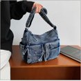thumbnail image 3 of Sunyuer Washed Denim Crossbody Bag for Women, Large Capacity Multi Pocket Casual Shoulder Handbag, Vintage Adjustable Strap Messenger Purse, Trendy Daily Hobo Bag, 3 of 7