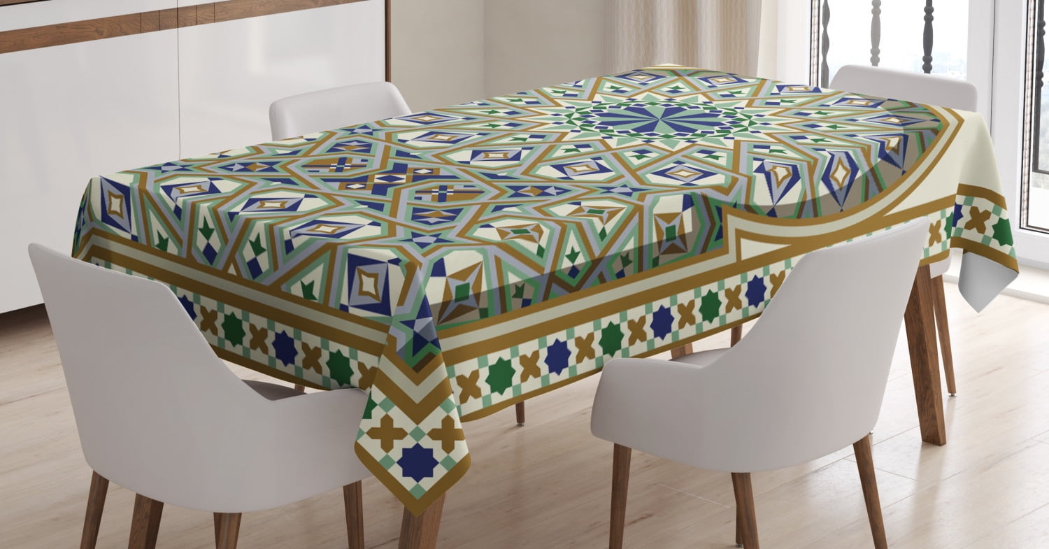 Turkish Pattern Tablecloth, Arabic Arch and Frame with Geometric