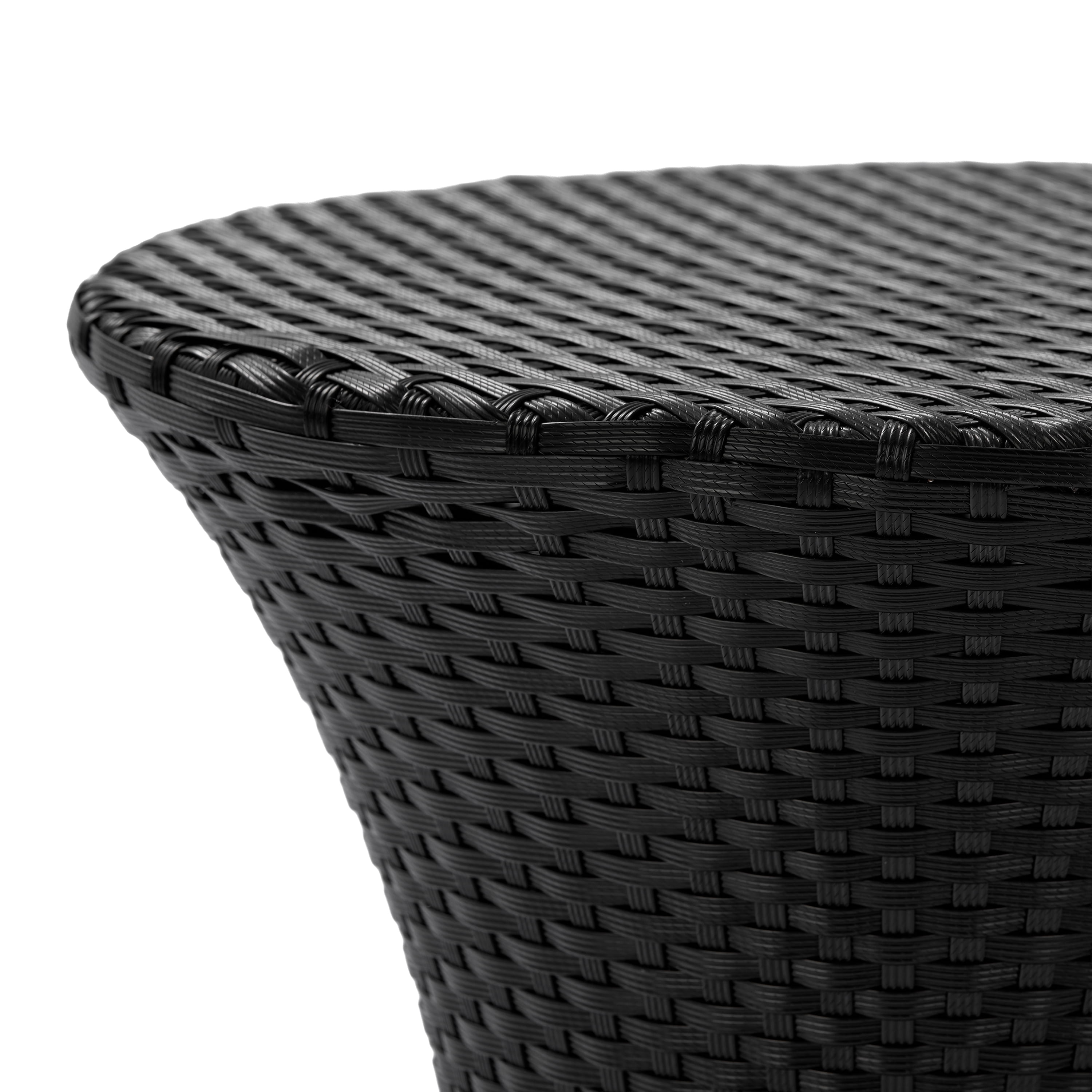 Outdoor No Glass Top Hourglass Rattan Side Table for Patio Balcony Garden, Black