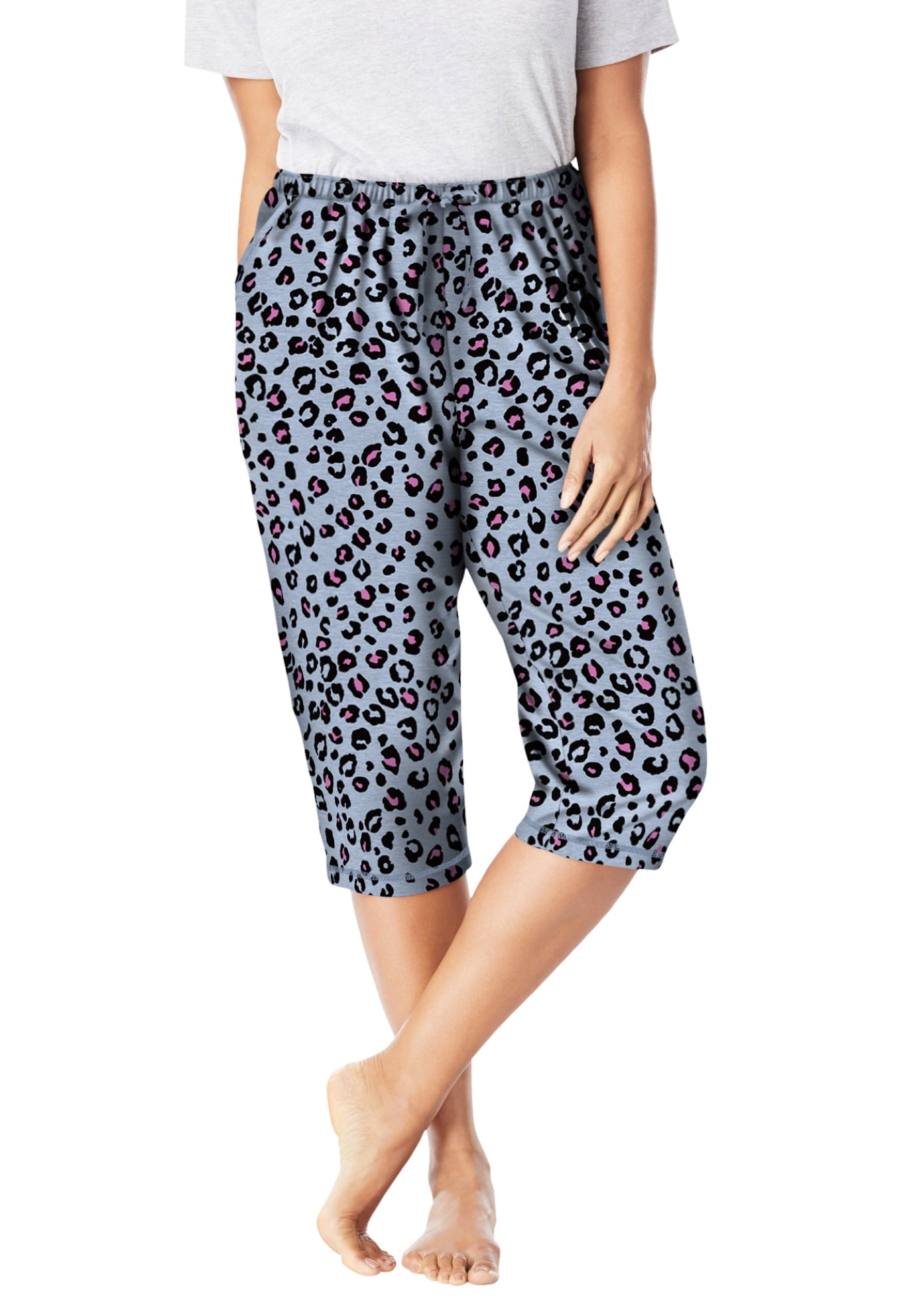 Dreams & Co. Women's Plus Size Knit Sleep Capri Pajamas