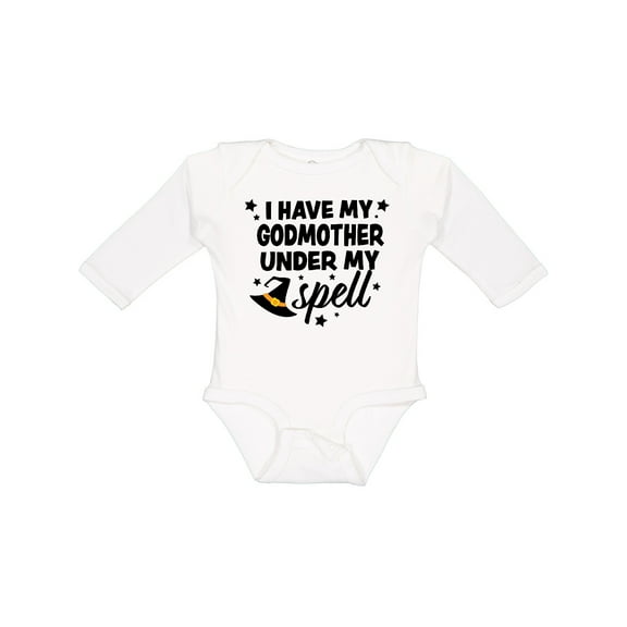 Inktastic I Have My Godmother Under My Spell with Cute Witch Hat Boys or Girls Long Sleeve Baby Bodysuit
