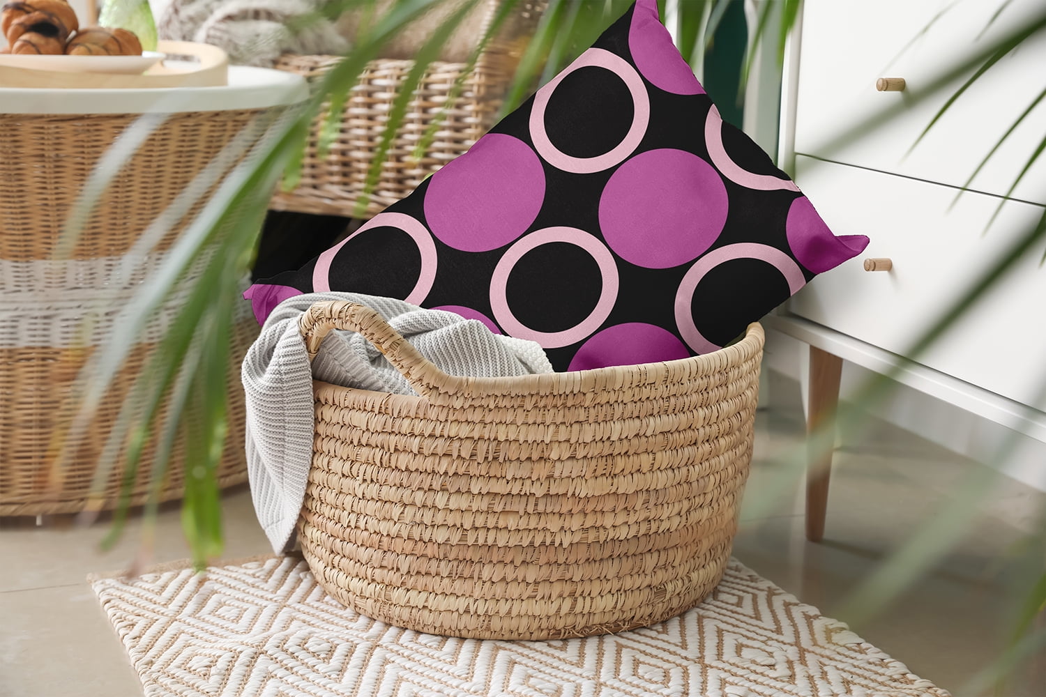 20" x 14" Simply Daisy Mod Circles Polyester Indoor/Outdoor Pillow, Orchid Qty 1