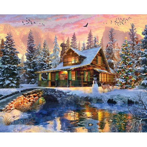 Springbok 1000 Piece Rocky Mountain Christmas Jigsaw Puzzle for Adults - Made in USA