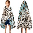 thumbnail image 3 of Leopard and Tiger Pattern Hooded Bath Towel，50"x30" for Ages 3 To 12 Kids, Quick Dry Lightweight Soft Microfiber Hood Beach Towel Cover Up for Kids, 3 of 7