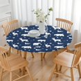 thumbnail image 3 of Dark Blue Christmas Animal Pattern Round Fitted Tablecloth with Elastic Edge,Dining Table Cover Waterproof,Outdoor Round Tablecloth for Camping,Dining,Indoor and Outdoor, 3 of 7