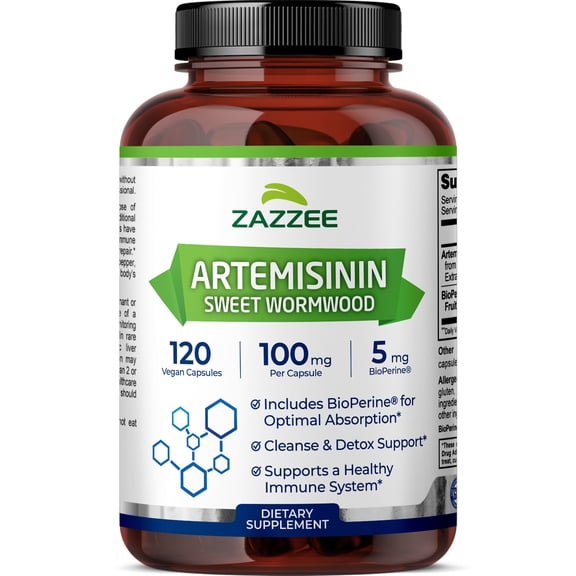 Zazzee High Absorption Artemisinin 100 mg – 120 Vegan Capsules – Sweet Wormwood Extract with BioPerine® – Supports Wellness & Antioxidant Health – Vegan • Non-GMO • Made in USA