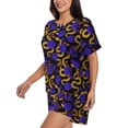 thumbnail image 2 of Fotbe Golden Snake And Purple Rose Print Pajama Set for Women 2 Piece Loungewear Short Sleeve Tops and Shorts Set Soft Sleepwear-3X-Large, 2 of 7