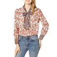 thumbnail image 1 of Blusa Vintage Con Lazo De Color En Contraste Floral Bohemio Para Mujer Allegra K Naranja M, 1 of 6