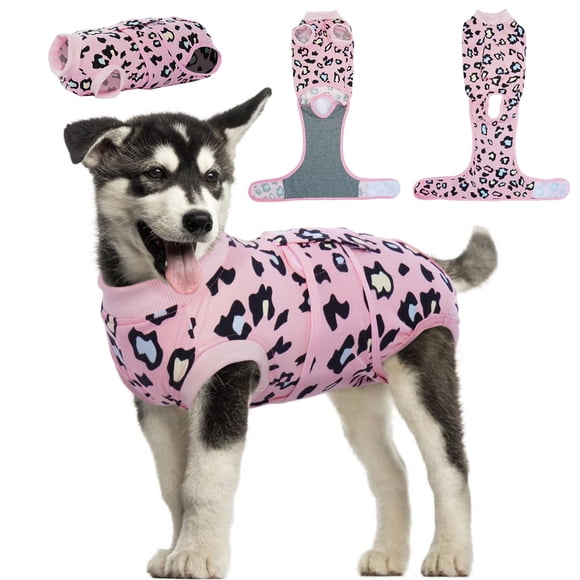 Traje de recuperación para perros Kuoser para perros después de una cirugía, color rosa XS