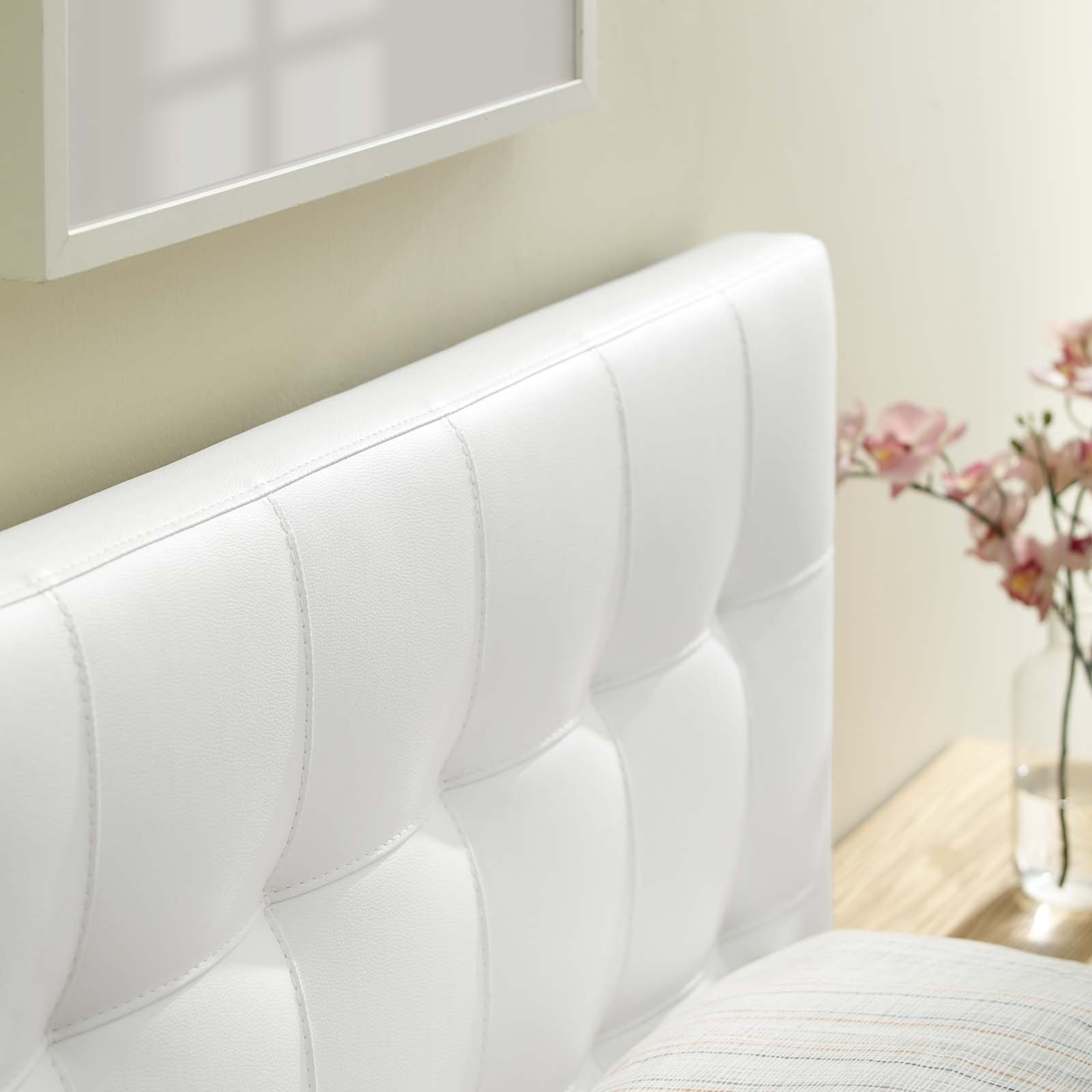 Modway Lily Twin Upholstered Faux Leather and Wood Headboard in White - image 4 of 5