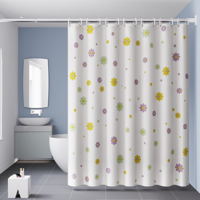 Waterproof shower curtain garden flower single curtain without rod width 240*height 200 (with hanging ring)