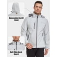 thumbnail image 4 of Men’s Softshell Jacket with Removable Hood, Fleece Lined and Water Repellent Light Gray M, 4 of 7
