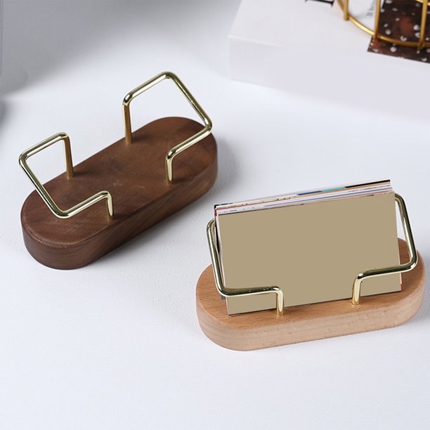 Tarjetero de Madera Maciza de Alta Gama | Decoración para Oficinas y Restaurantes | Beige | 11,8 X 5,7 X 4,7 Cm | 1 Unidad