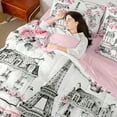 thumbnail image 4 of Castle Fairy Romantic Eiffel Tower Twin Bedding Sets 7-Piece for Boys Girls,Happy Valentine's Day Bedding Comforter Set Microfiber,Chic Floral Flower Rose Breathable Sheet Sets,Luxury Bedroom Decor, 4 of 8