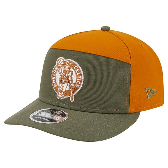 Men's New Era  Olive/Burnt Orange Boston Celtics Two-Tone Color Pack Split Panel 9FIFTY Adjustable Hat