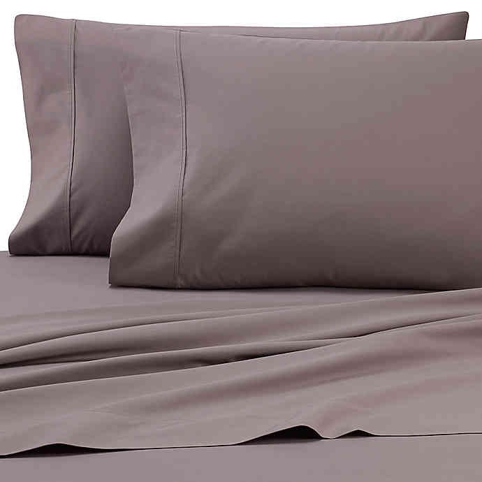 Heartland HomeGrown 325ThreadCount Cotton Percale Queen Flat Sheet in Grey