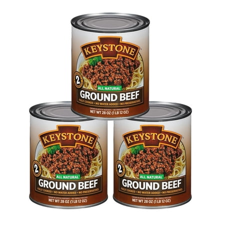 Keystone Meats All Natural Heat and Serve Ground Beef 28 oz – Fully Cooked Canned Meat – Ready to Eat – 5-Year Shelf Life – Emergency Survival Canned Food Made in USA