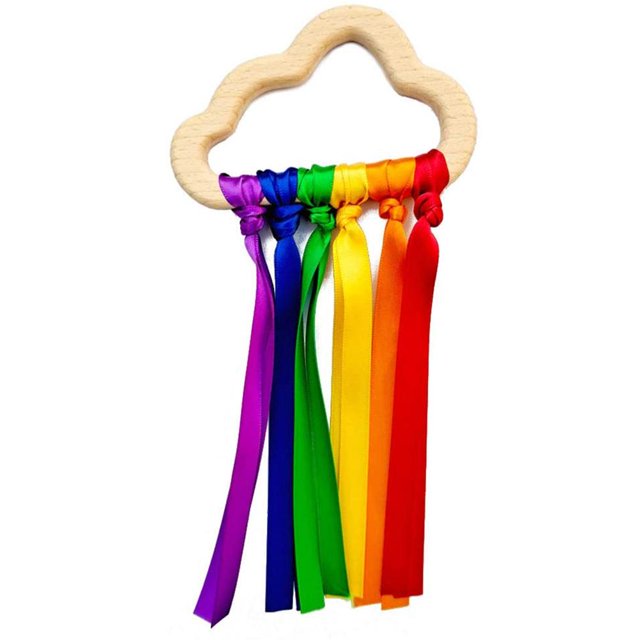 Bebé Mordedor Cinta Mordedor 2 Unids Arco Iris Anillo De Cinta De Madera Juguetes Bebé Mordedor Bebé Recién Nacido Juguete Sensorial Nube Cinta Molar Círculo De Madera ANGGREK CC1006