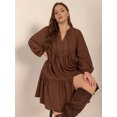 thumbnail image 6 of Women's Plus Size Tie Neck Balloon Sleeve Tiered Dress in polyester fabric percent for elegant everyday wear and chic, 6 of 9