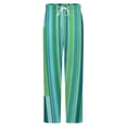 thumbnail image 5 of Abstract Teal Green Vertical Stripes Pattern Winter Female Pants Flannel High Waist Women Pants Lady Warm Straight Leg Plush Trousers, 5 of 7