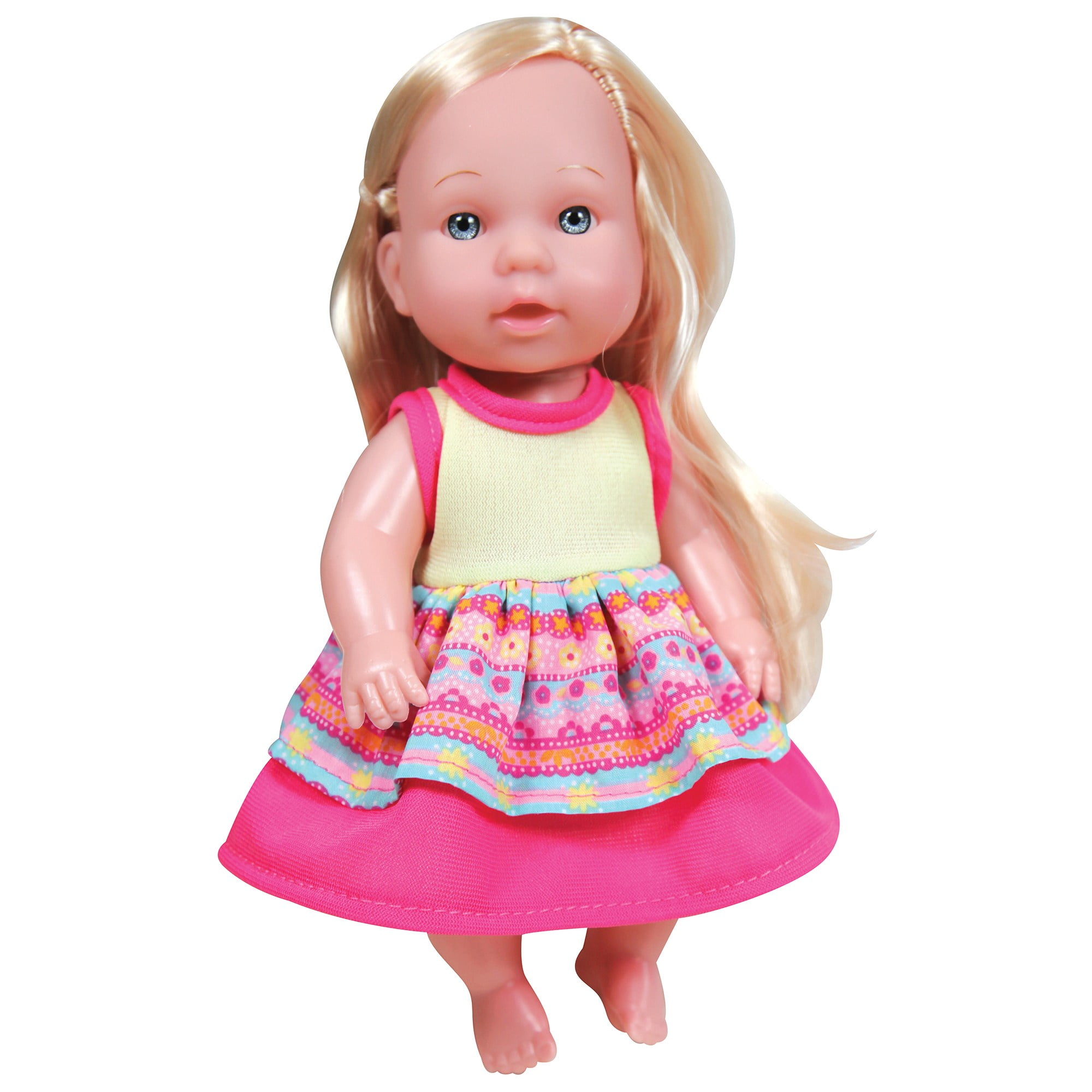 Lissi: Make Up Table Set - 8" Toddler Doll, Brush & Mirror - Blonde Hair - Pink-Red-Blue - Styling Toy Playset, Hair Care Accessories, Kids-Toddler 2+