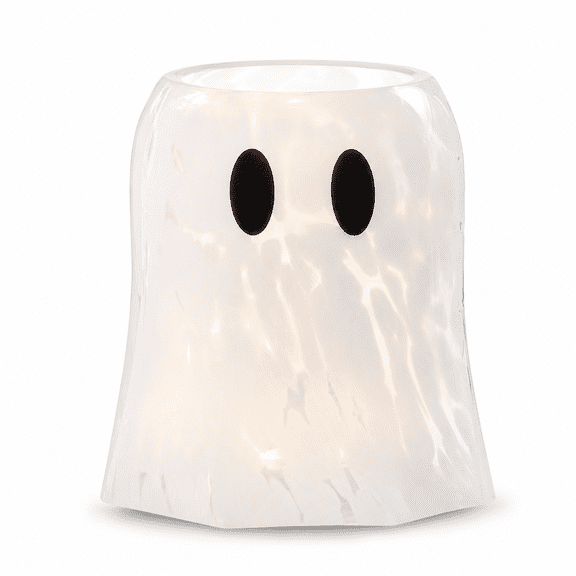 Ghost Sheet Jar Candle Holder, White Halloween Ghost Tea Light Holder, Spooky Ceramic Glass Votive Candle Cup, Tabletop Decor for Mantel Shelf Entryway Party Display