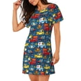 thumbnail image 2 of Honeii Vehicles Cartoon with Funny Drivers,Animal Drivers Print Women's Loose Short Sleeve Nightgown, Soft Cotton Sleepwear, Comfy Loose Fit Pajama Dress for Sleep and Lounge, 2 of 6