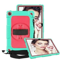 FIEWESEY Kids Case for Lenovo Tab M10 Plus 3rd Gen 10.6 Inch,Shoulder Strap Hand Strap Rotatable Stand Kids Shockproof Cover for Lenovo Tab M10 Plus 2022(Model:TB-125FU/128FU/128XU) (Green/Pink)