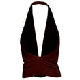 thumbnail image 3 of J. METHOD Women's Sleeveless Halter Neck Lightweight Low Cut Deep V Neck Sexy Draped Backless Top Blouse NEWT07 Glitter Ruby M, 3 of 6